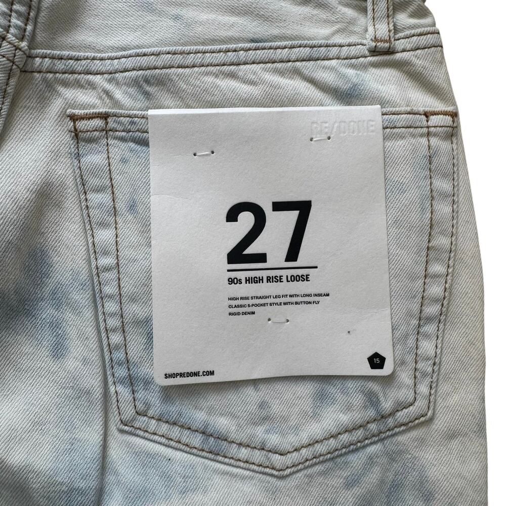 Re/Done 90s High Rise Loose Jeans Button Fly Bleached Wash Denim Size 27 - Picture 7 of 7
